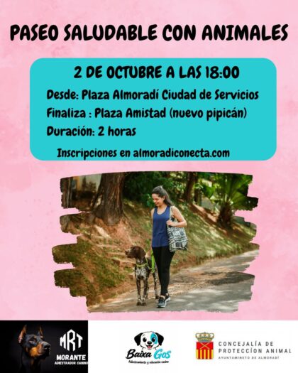Almoradí, evento: Paseo saludable con animales, organizado por la Concejalía de Protección Animal